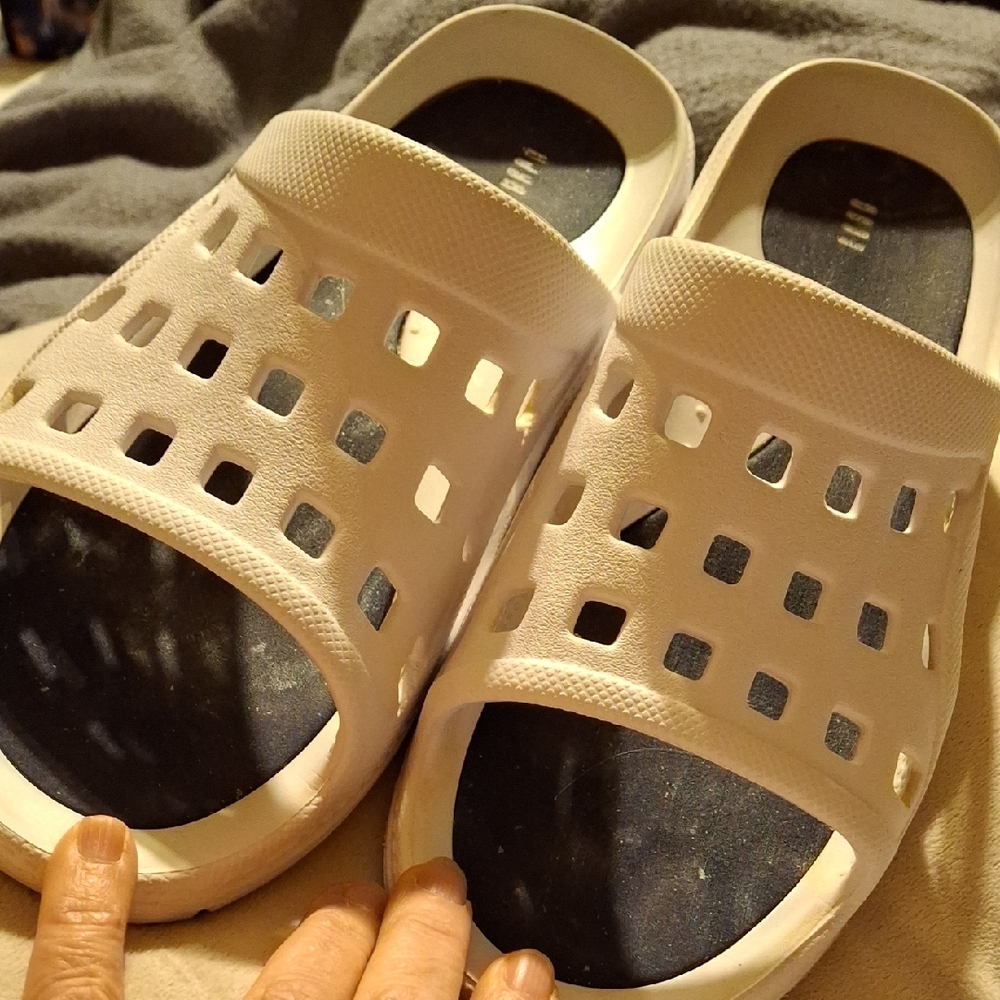Lands' End White Sandals with Perforated Comfort